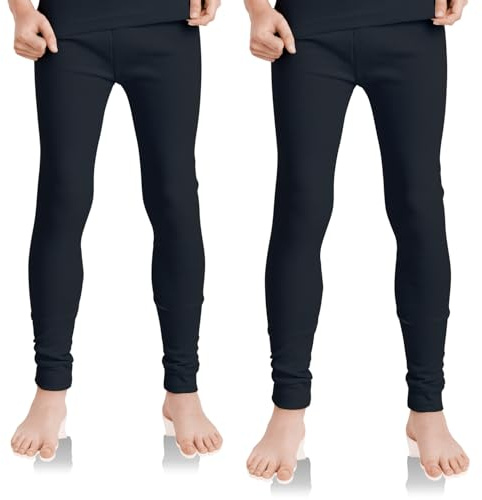 Celodoro 2er Pack Lange Kinder Thermo Unterhose - Schwarz 146-152