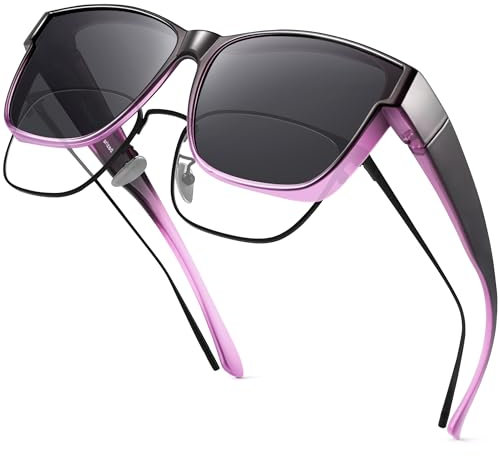 URUMQI Occhiali da sole sopra gli occhiali normali, polarizzati occhiali da sole per chi porta occhiali da sole donna uomo Fit over Sunglasses con protezione UV400 per guida, pesca, Cornice viola