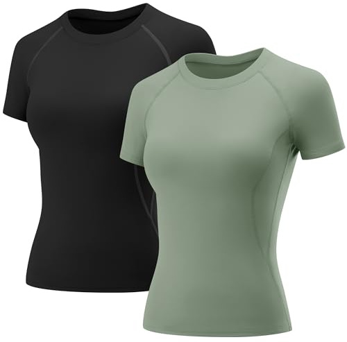 Rapbin 2 Pack Running Top Womens Short Sleeve Sports T-Shirt Gym Yoga