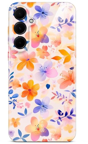 ONEFLOW Flower Cover für Samsung Galaxy A35 5G Hülle in Floral Optik, Blumen Designer Case Handy Schutzhülle mit Kameraschutz, Hardcase dünne Handyhülle Blumenmuster, Farbig Bunt