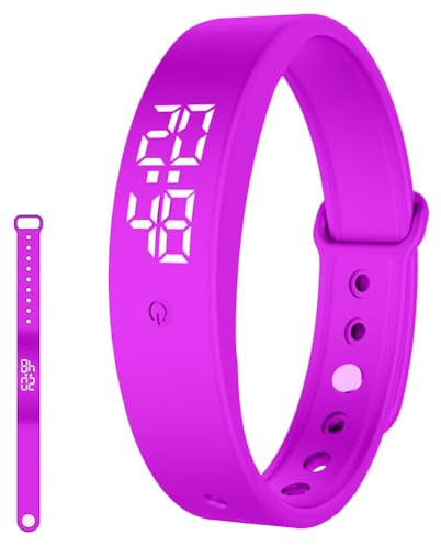Vibrationswecker Armband, Vibrationsalarm Erinnerung Uhr, Silent Vibrations Wecker Armband, Töpfchentrainingsuhr, Trinkerinnerung, Pillenerinnerungen, Vibrationsarmuhr für Kinder Erwachsene (Lila)