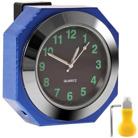 Editbar Motorraduhr, Motorraduhr für Lenker – IPX7 wasserdichte, Digitaluhr Lenkeruhr aus Aluminiumlegierung, Lenkeruhr für Motorrad, E-Bike, Mountainbike, Fahrrad,Quarzuhr Uhr Nachtleuchtend(Blau)