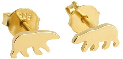 Eisbär Ohrstecker Damen aus Vergoldet 925 Sterling Silber | Tier Schmuck minimalistisch - Geburtstagsgeschenk - Handgefertigte Geschenkideen für Frauen - Ohrringe