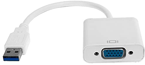 OVAQUIXI Adaptador USB a VGA, Adaptador USB 3.0 a VGA Convertidor de Vídeo Externo HD 1080P de 5 Gbps para de Monitor Portátil (White)