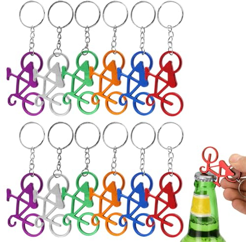 Fyrdm 12 Piezas Llavero Abrebotellas de Bicicleta, 5.8 × 3.5cm | Unidades Llaveros para Bicicleta, Mini Abrebotellas de Botella de la Bicicleta de Aluminio, para Fiestas, Bodas