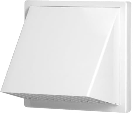 MIRATIC Grille Ventilation Extérieure Murale avec Clapet Anti-Retour Sortie VMC avec Capuchon Anti-Pluie Grille Aeration Carrée en ABS (blanc, 150 mm)