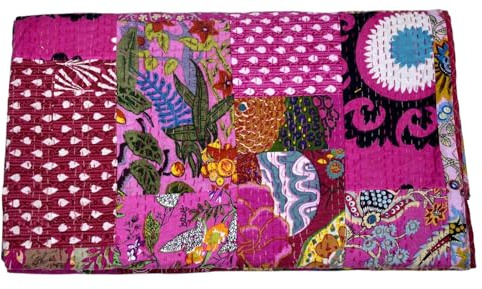 Arprani Patchwork-Steppdecke, Couch-Überwurf, Decken für Wohnzimmer, Baumwoll-Tagesdecke, King-Size-Bett, Ganzjahres-Steppdecke, Queen-Size-Größe, leicht, indische Decken