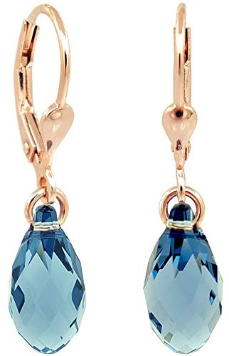 Ohrringe Rosegold Tropfen Markenkristalle 925 Sterling Silber Blau NOBEL SCHMUCK