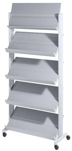 Paperflow 255N.35 Mobiler Prospektständer UNO, alu | Für 15 x DIN A4, alusilber / alusilber