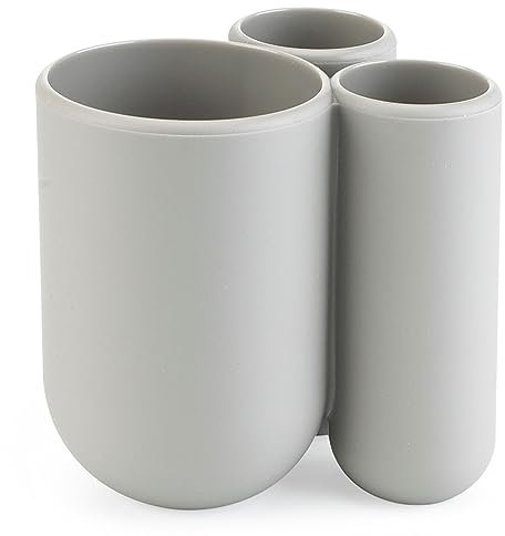 Umbra Bath Touch Zahnbürstenhalter, Zahnbürstenständer, Zahnbürste Halter, Soft Touch Kunststoff, Grau, 023271918