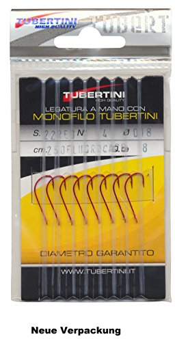 Tubertini Haken S.22 rot gebunden Gr.06/0,18 mm Fluocarbon