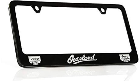 Jeep Overland Black Coated Metal License Plate Frame Holder