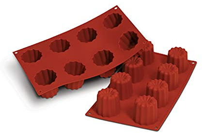 Silikomart SF050 CANNELÉ Molde de Silicona Ø55 h 50 mm, Rojo, 30 x 17 x 5,5 cm