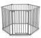 Baby Vivo Barrière Parc en Métal Grille pour Cheminée 5+1 Pare-feu Securité Escaliers Enfant en Gris (5 Barreaux avec une Porte) - PREMIUM