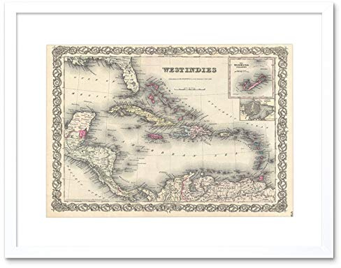 Wee Blue Coo 1855 Colton Map The West Indies Gerahmter Kunstdruck