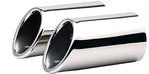 Top-Longer 2x Tuyau d’Echappement Embout D'Échappement Silencieux Embout de Pot D’échappement En Acier Inoxydable Poli et Chromé Plug & Play