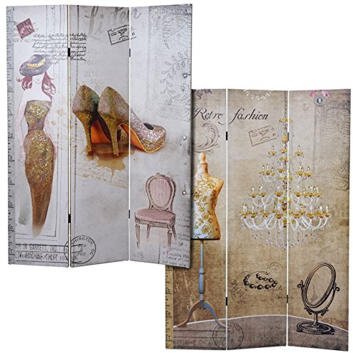 Mendler Foto-Paravent Vintage, Raumteiler Trennwand, Glitzer Retro Fashion MVG-Zertifiziert - 180x120cm