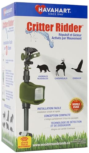 Havahart 5277 Critter Ridder Motion Activated Animal Repellent and Sprinkler - Repel Cats, Dogs, Chipmunks, Groundhogs, Squirrels, Skunks, Deer, and More