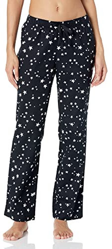 Amazon Essentials Pantaloni di Pigiama in Flanella Donna, Nero Stelle, M