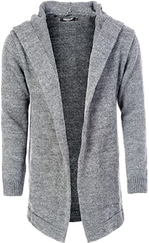 CARISMA Herren Strickjacke Herren Jacke mit Kapuze 7601, Grey, M