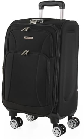 ITACA - Maletas De Viaje Cabina 55X40X20 Material EVA Ligero, Trolley con Ruedas Maleta De Mano para Avion Maleta Cabina Equipaje para Viajes Cortos. Candado de Combinación Compatible Ryanair, Negro