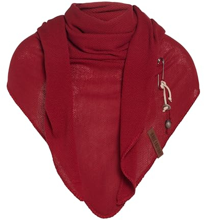 KNIT FACTORY - Lola Dreieckstuch - Fein Gestrickter Damen Schal - Tuch Schal - Für Frühling und Sommer - Baumwollmix - Bordeaux - 190x85 cm