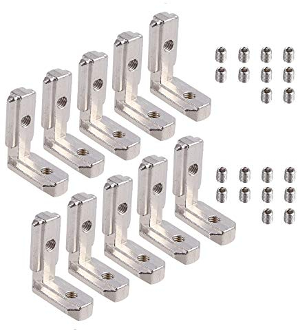 AUTOUTLET 10x T Slot T-Nut Innenwinkel, Aluminium Profil 3030 Nut 8 M6 Außenwinkel Zinklegierung Klammern 90° L-Form Inneneckverbinder Innenverbindung Winkelwinkel Eckverbinder mit Schrauben