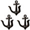 TentHome 3er-Set Maritime Dekoration Garderobe Antik Gusseisen Wandhaken Kleiderhaken Garderobenhaken Anker Doppelhaken Wandgarderobe Vintage Garten Haken Antik Schwarz