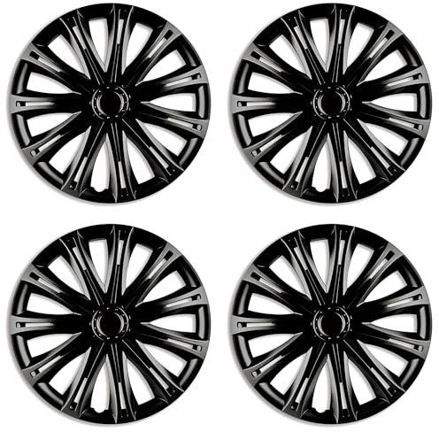 Versaco Car Wheel Trims SPARKBLK14 - Black 14 Inch 11-Spoke - Boxed Set of 4 Hubcaps - Includes Fittings/Instructions