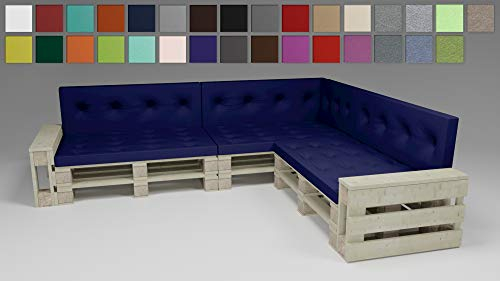 Rollmayer Palettenkissen mit Steppung Auflage für Europaletten Indoor und Outdoor Palettenpolster Kollektion Vivid (Dunkel Blau 16, 7er Set)