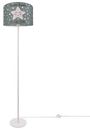 Paco Home Stehlampe Kinder Mädchen Junge Leselampe Kinderzimmer Lampe Stehend Stehleuchte Lampenschirm Stoff Rund E27 Sterne Mond Babyzimmer
