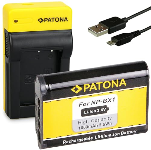 PATONA Batterie NP-BX1 avec Slim Chargeur Compatible avec Sony CyberShot DSC-WX500, DSC-RX1R II, DSC-RX100