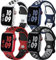 Adorve Paquete de 4 correas compatibles con Apple Watch de 49 mm, 46 mm, 45 mm, 44 mm, 42 mm, iWatch Ultra 2 SE Series 10 9 8 7 6 5 4 3 2 1, para mujeres y hombres, correa de silicona deportiva