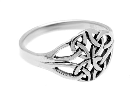Windalf Celtic Irischer Ring BRIGANTIA 10 mm Keltische Blume des Lebens Pagan-Schmuck 925 Sterlingsilber (Sterlingsilber, 18)