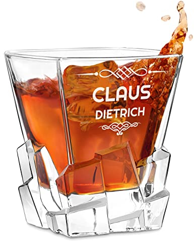 Maverton Whisky Glas mit Gravur - Whiskey glass 250 ml mit Namen - Geburtstagsgeschenk für Männer - Whisky Geschenk - personalisierte Geschenke für Männer - Höhe: 10 cm