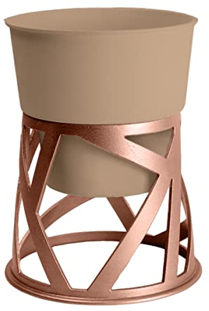 The HC Companies 12,7 cm großer Indoor-Blumentopf mit Ständer, Kleiner Curio-Pflanztopf mit geometrischem Ständer in Kupfer-Finish