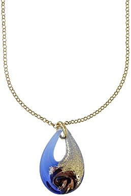 Venetiaurum - Collier avec pendentif goutte en verre original de Murano et chaîne en argent 925 - Bijou Certifié Made in Italy