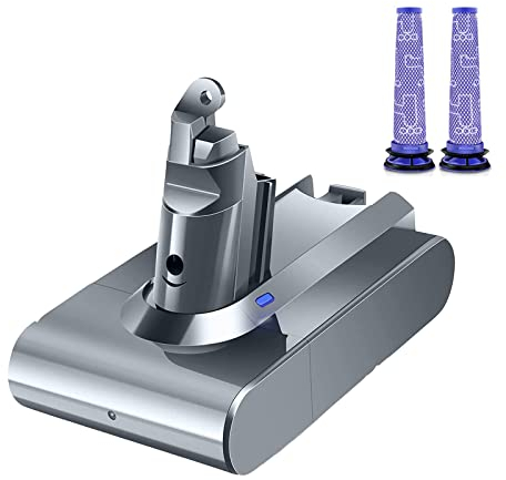 21.6V 4600mAh Batterie de Remplacement pour Dyson V6 Toute Séries DC62 DC58 DC59 DC61 DC72 DC74 SV03 SV06 SV09 avec 2 Filtres Lavables