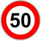 CARTELLO IN LAMIERA SCATOLATA DISCO diametro 60 cm - limite massimo di velocità 50km/h - SEGNALE CATARIFRAGENTE CON CAVALLETTO (CARTELLO)