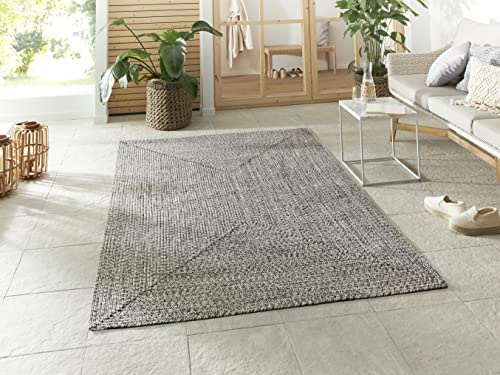 Northrugs Trenzado In- & Outdoor Teppich Wetterfest – Pflegeleicht Handmade-Look für Innen und Außen Gewebter Outdoorteppich Läufer für Balkon, Terrasse, Wohnzimmer, Garten – Melange, 120x170