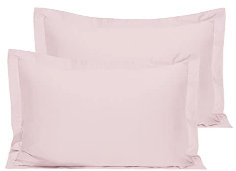 Cotton Light Pink Standard Percale Pillow Cases 2 Pack, 100% Long Staple Combed Cotton Oxford Pillow Cover, Plain Weave Oxford Pillow Case 50 x 75cm (Cooling Pillowcases) - Pizuna