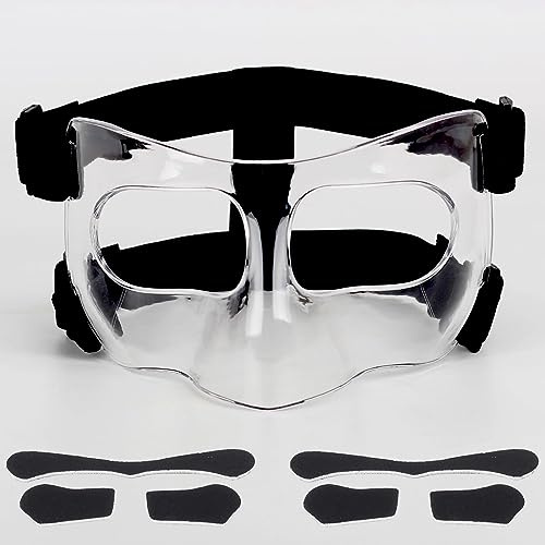 HIAARO QK01C Nasenschutz für gebrochene Nase, Gesichtsmaske für Fußball, Basketball & Sport, verstellbar & transparent, für Erwachsene und Jugendliche, Herren & Damen