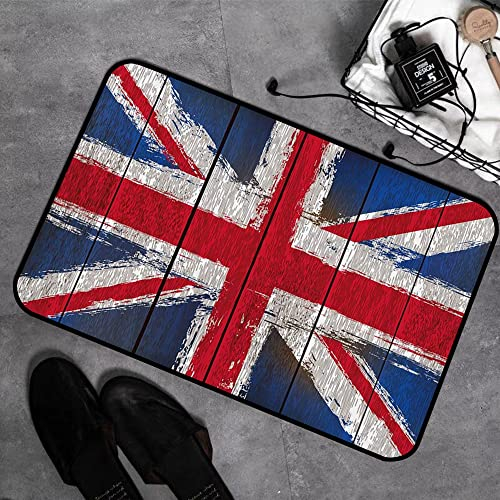 GOSUNA Memory Foam Badezimmer- 40 x 60 cm,Grunged Vereinigtes Königreich Union Jack-Flagge,Badteppich Saugfähige Rutschfester Badvorleger Waschbar Badematte
