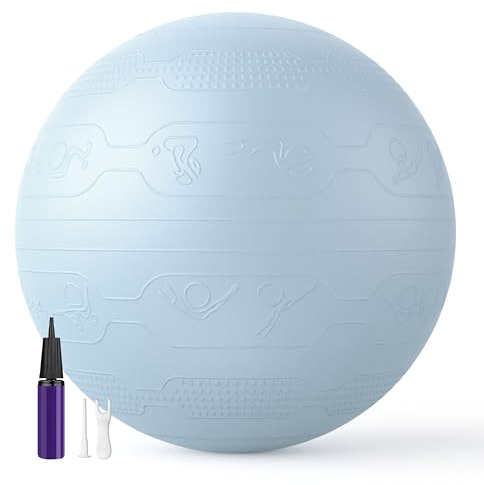 PROIRON Gymnastikball mit geprägtem Muster, Anti-Burst Sitzball 65cm, Pezziball mit Pumpe, Fitnessball für Fitness, Yoga, Schwangerschaft und Balance Stuhl 1PC (Blau)