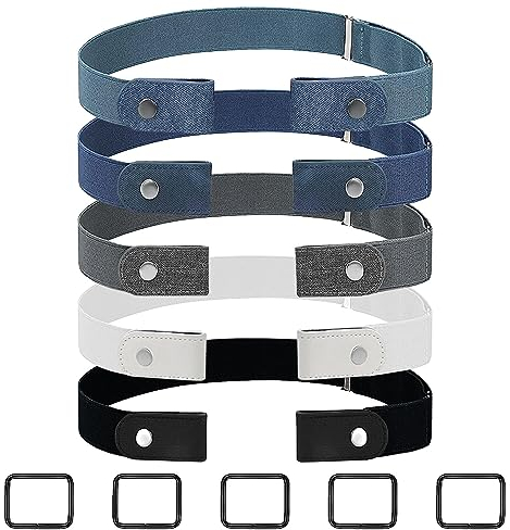 Ovtai Gummigürtel, Elastischer Gürtel, 5 Stücke Gürtel Stretch Damen, Einstellbar Gürtel Elastisch Damen, Unisex Schnallenfreier Gürtel, Schnallenloser Gürtel Geeignet für Jeans