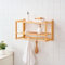 [en.casa] Estantería de Pared de 2 Niveles para Baño Pasillo con Toallero y 3 Ganchos Mueble de Cocina con Soporte para Paños de Cocina Bambú 30 x 55 x 23 cm - Natural