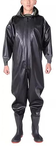 Stivali A Coscia Da Pesca Abbigliamento impermeabile for uomo e donna for tutto il corpo con stivali da wading, guanti di gomma con cerniera integrati Pantaloni da pesca (Color : Black1, Size : 41 E