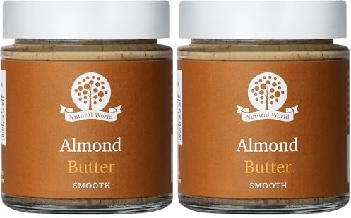 Nutural World - Smooth Almond butter (170g) - 100% Pure - single ingredient (Pack of 2)