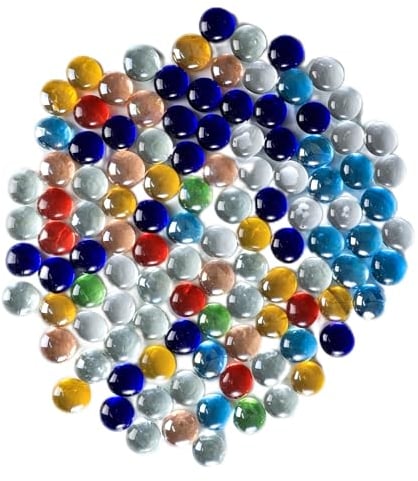 Hisredsun Lot de 290 galets en verre - 17-20 mm - 1,35 kg - Perles plates en marbre - Pierres de remplissage de vases - Pierres de cristal artificielles - Pierres décoratives en verre pour aquarium