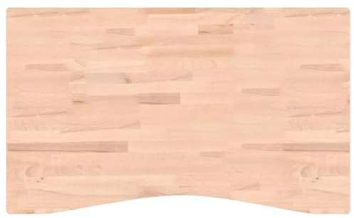 vidaXL Schreibtischplatte, Tischplatte mit 4 abgerundeten Ecken, Arbeitsplatte Platte für Schreibtisch Esstisch, Holzplatte Bürotischplatte, 100x(55-60) x4 cm Massivholz Buche